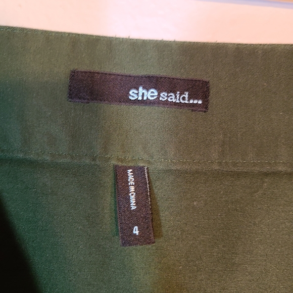 Green Utility Skirt Asymmetrical Zipper 4 - Picture 3 of 5